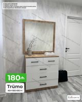 Trümo – 40×180×80 sm - Dizayn: Ağ ön panellər və ağac teksturalı — Mebel