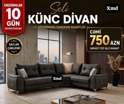 Seli künc divan - Rahatlıq və zövqü birləşdirən modern L‑şəkilli — Mehdiabad