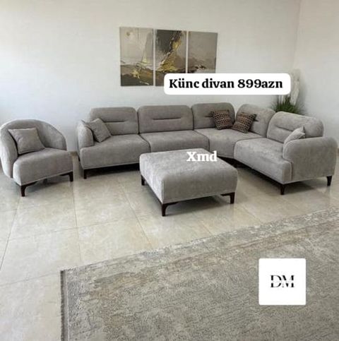Künc divan – 899 AZN Zərif dizaynlı, müasir üslubda künc divan dəsti — Bakı