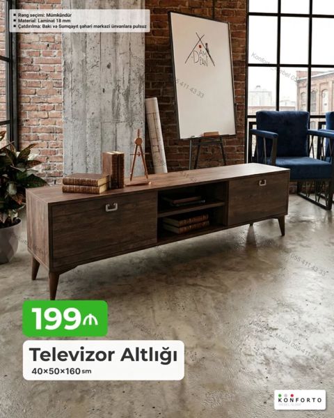 Televizor altlığı – 40×50×160 sm - Material: 18 mm laminat - Rəng — Bakı