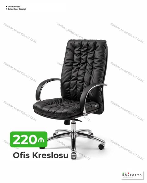 Ofis kreslosu - Rəng: qara - Material: yumşaq, yastıqlı oturacaq və — Bakı