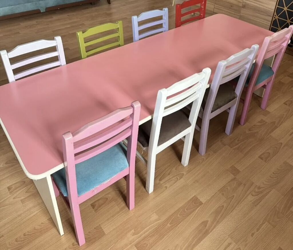 Uşaq bağçası və ya ev üçün uzun masa dəsti - Uzun, düzbucaqlı masa — Mebel, Bakı (2)