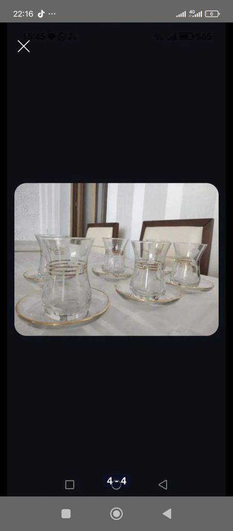 Çay dəsti, rəng - Qızılı, Şüşə, 6 nəfərlik — Bakı