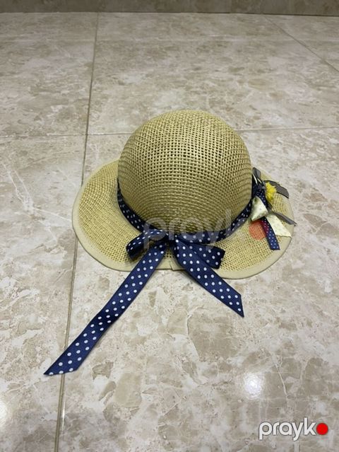 Uşaq üçün saman şlyapası - Material: nəfəsalan toxunma saman/parça — Sumqayıt