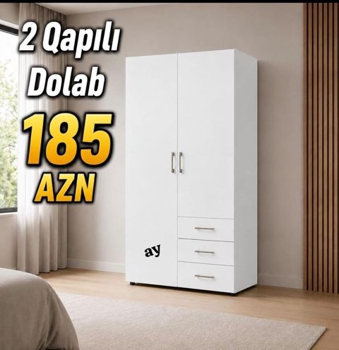 Yeni, 2 qapılı, Siyirməli, Ağ, Açılan, Düz dolab — Mehdiabad