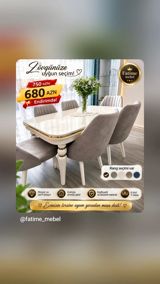 Modern yemək dəsti – 1 masa + 6 stul - Zərif, müasir dizayn: parlaq — Goods