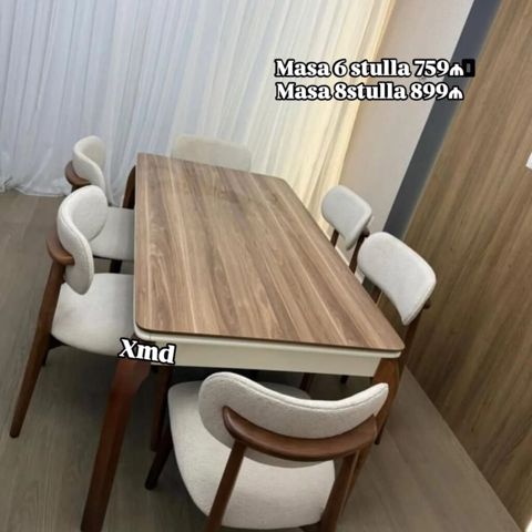 Yemək otağı dəsti – ağac teksturalı düzbucaqlı masa və yumşaq — Bakı