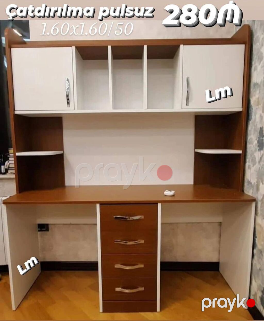 İş masası və üst rəfli modül - Ölçülər: 1.60 x 1.60 x 50 sm — Mebel, Mehdiabad