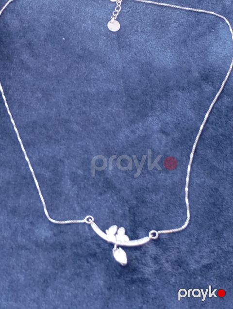 Gümüş rəngli zərif boyunbağı - Material: ağ/gümüş rəngli metal zəncir