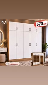 Model: G_1 Ağ rəngli, minimal dizaynlı böyük qarderob. İki rəng — Mebel