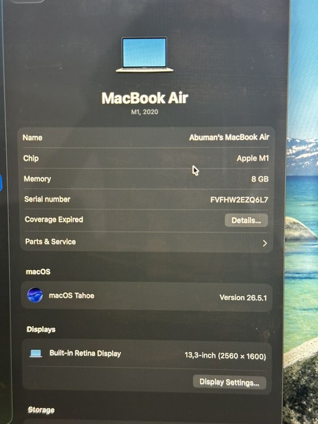 Apple MacBook Air M1 (8GB / 256GB) RAM: 8 GB SSD: 256 GB Batareya — Apple Macbook, Bakı (5)