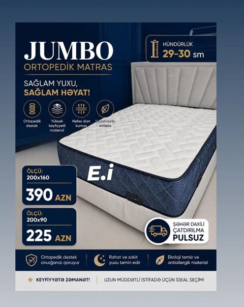 Jumbo ortopedik matras - Hündürlük: 29–30 sm - Ortopedik dəstək — Mehdiabad