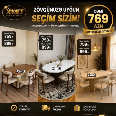 XMD Furniture – Modern dizayn, yüksək keyfiyyət və rahatlıq - Yemək