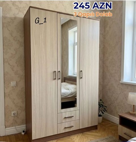 3 qapılı paltar dolabı — 245 AZN - Model: G_1 - Material: Ağcaqayın — Bakı