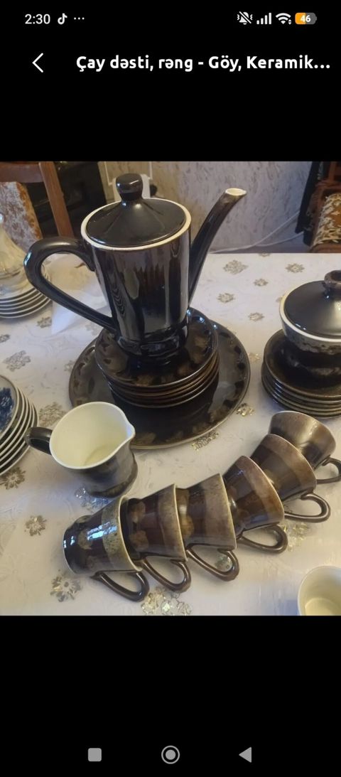 Çay dəsti – keramik Tərkibi: - Çaynik/qəfkirli dəmçək – qapaqlı — Digah