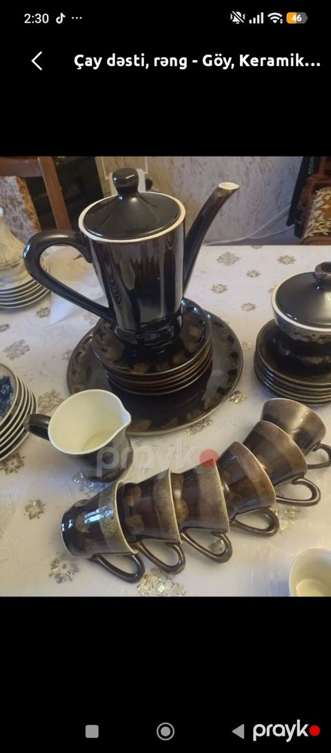 Çay dəsti – keramik Tərkibi: - Çaynik/qəfkirli dəmçək – qapaqlı