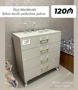 Ağ rəngli 4 çekmeceli komod - Ölçü: 80x90x40 sm - Şəhər daxili — Mebel