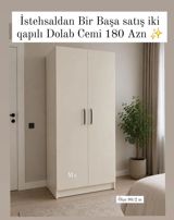 İki qapılı dolab - Minimalist dizayn, açıq krem rəng - Düz xətlər — Mebel