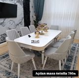 Açılan masa dəsti – 6 ədəd stulla birlikdə. - Modern dizaynlı — Мебель