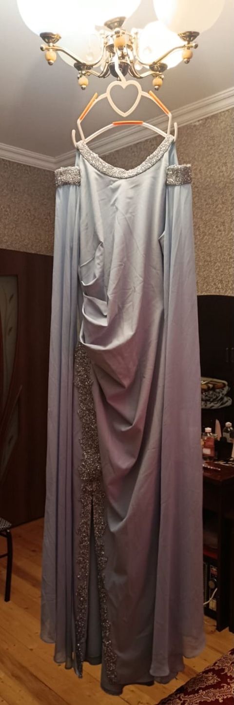 Zərif axşam/nişan/libas - Rəng: Açıq mavi (ice blue) - Model: Uzun — Xırdalan