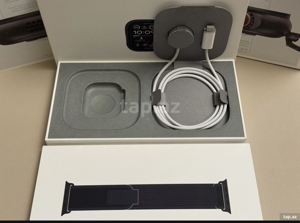 Apple Watch Ultra 2 GPS+Cellular 49mm Black Titanium/Black Trail Loop — Aksesuarlar, Bakı (5)