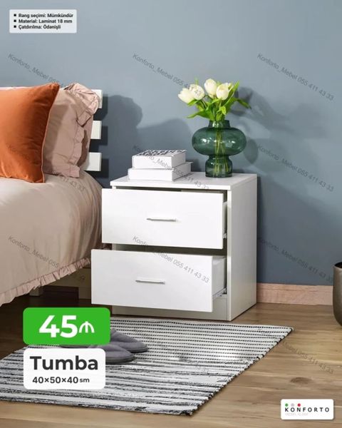 Tumba – 2 çekmecəli, müasir dizayn Ölçülər: - 40×50×40 sm — Bakı