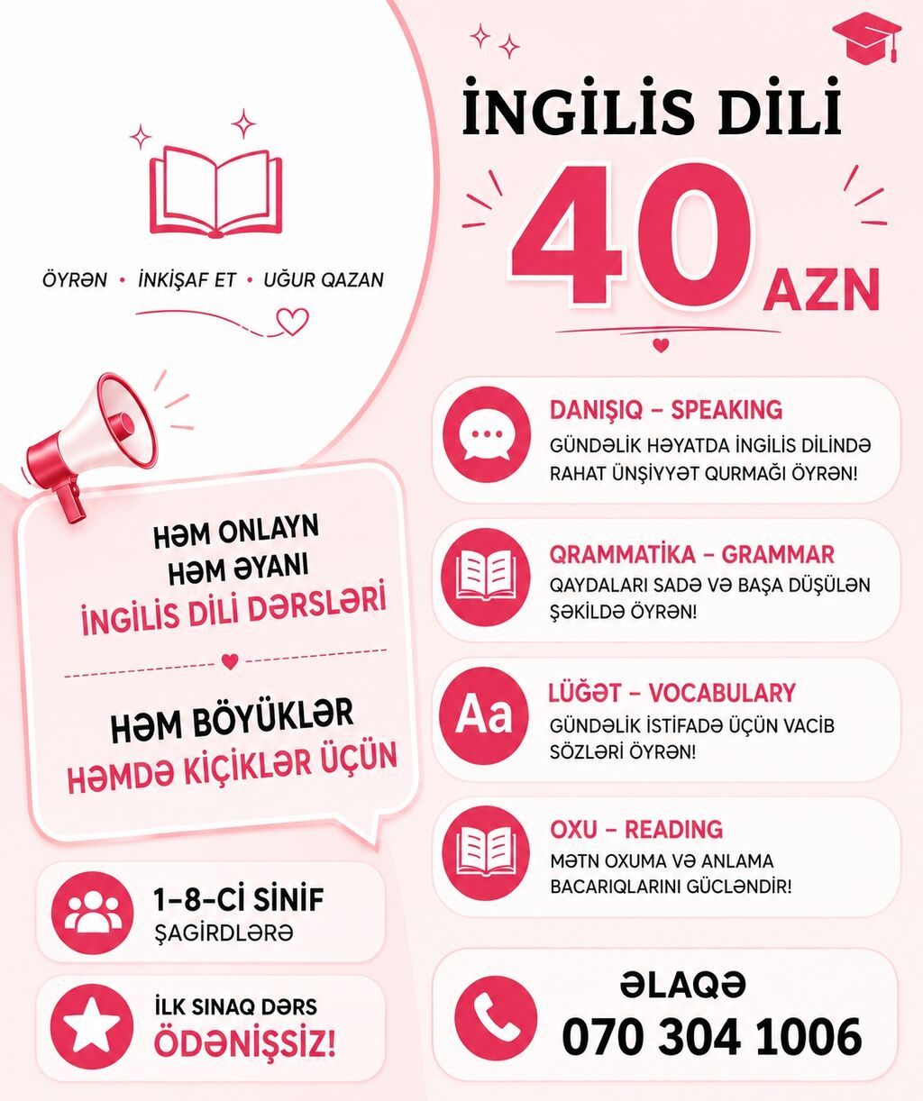 Müəllim, İngilis dili, 3-5 illik təcrübə, Dəyişən qrafik — İş, Bakı