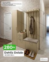 Dəhliz Dolabı – 40×200×160 sm - Komplekt: qarderob şkafı, asılqan — Dəhliz mebeli