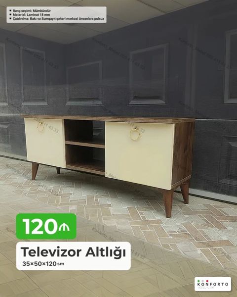 Televizor altlığı Ölçülər: 35×50×120 sm Material: 18 mm laminat — Bakı