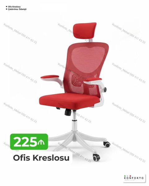 Ofis Kreslosu – ergonomik dizaynlı, qırmızı rəngdə - Yüksəklik — Bakı
