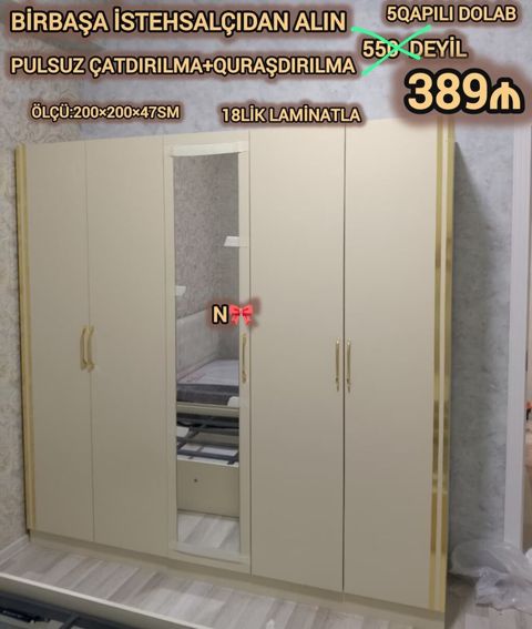 Satılır: *birbaşa istehsalçıdan 5 qapılı dolab* Qeyd:Yenidir, başqa — Bakı