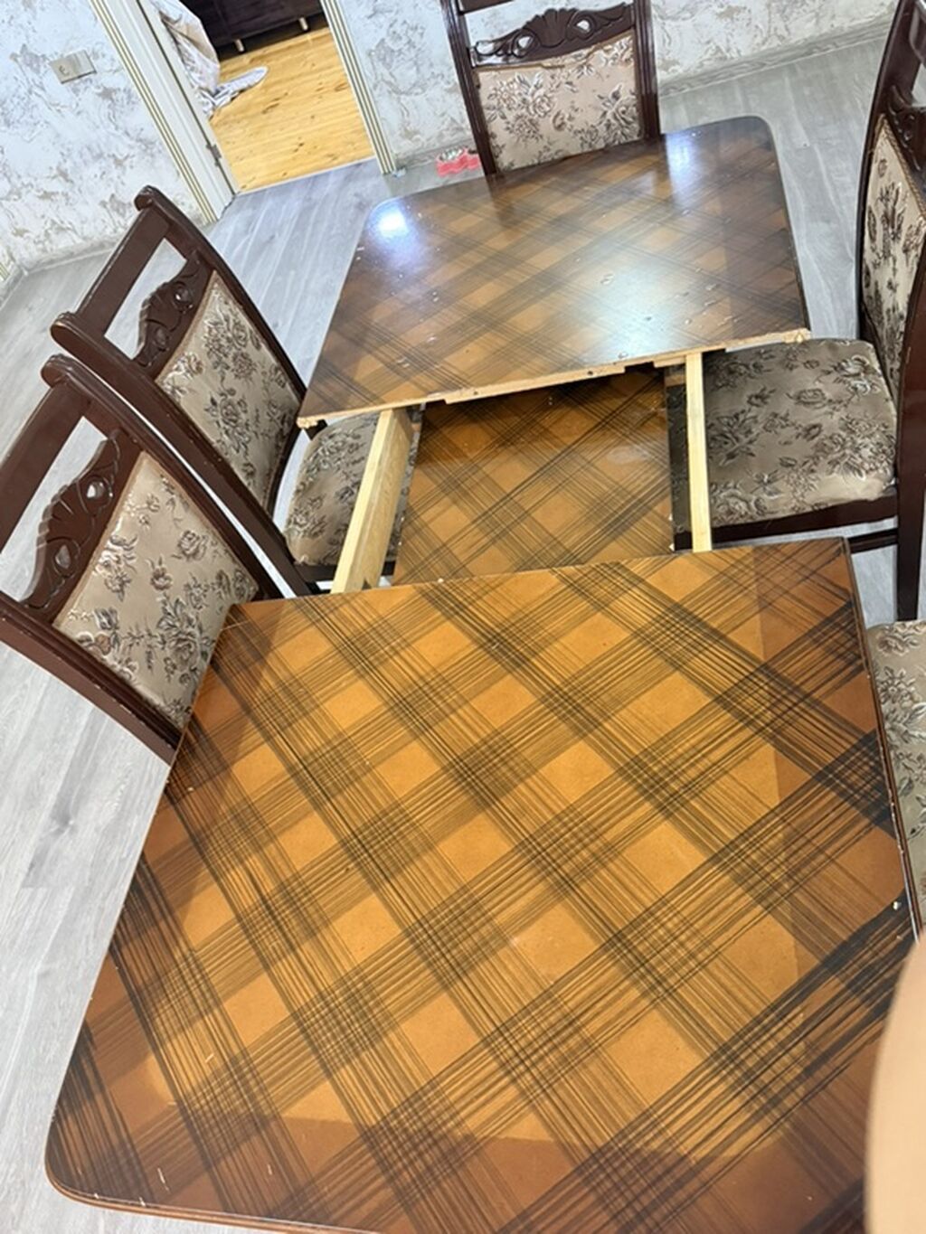 Yemək otağı üçün masa və 6 ədəd stul dəsti - Material: taxta karkas — Mebel, Digah (3)