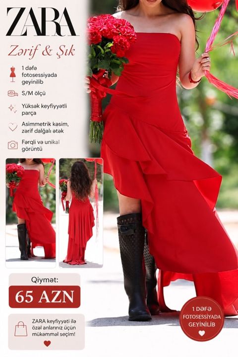 Zara – Zərif & Şık qırmızı don - Ölçü: S/M - Yüksək keyfiyyətli — Bakı