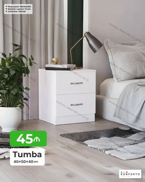 Ağ rəngli tumbə – yataq otağı və ya qonaq otağı üçün funksional — Bakı