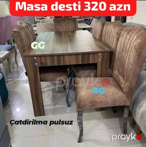 Düz masa, Qonaq otağı üçün, 6 nəfər, Açılmayan, Zəmanətsiz — Bakı