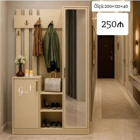 Dəhliz üçün çoxfunksiyalı giriş mebeli dəsti - Ölçü: 200×120×40 sm — Bakı