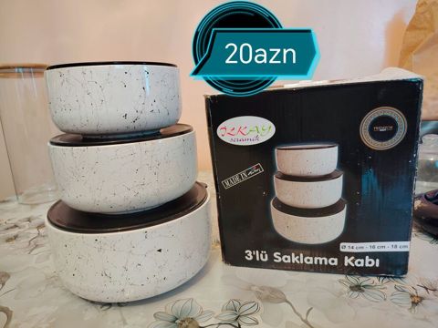 Mətbəx və ev aksesuarları setləri - 3’lü saxlama qabı – İlkay — Bakı