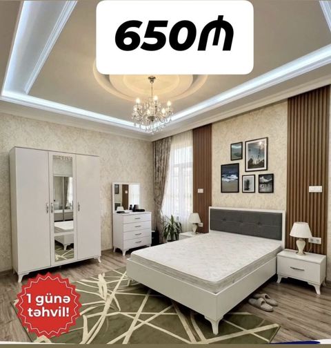 Yataq otağı mebel dəsti Tərkibi: - 3 qapılı şkaf (orta hissə güzgülü) — Bakı