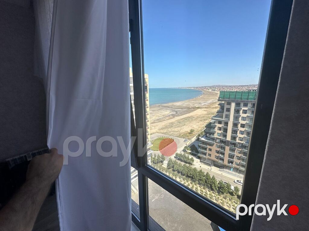 Dəniz mənzərəli, geniş balkonlu 2 otaqlı mənzil. Panoram pəncərələrdən — Daşınmaz əmlak, Saray (6)