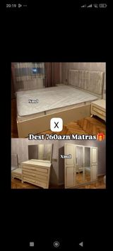 Yataq otağı dəsti – matras hədiyyə Tərkib: - Çarpayı: yumşaq, hündür — Мебель