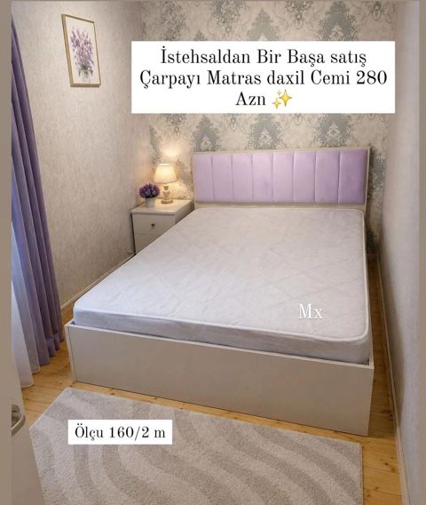 Çarpayı + Matras dəsti - İstehsaldan birbaşa satış - Ölçü: 160 x 200 — Bakı
