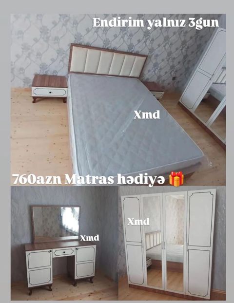 Yataq otağı dəsti - Komplekt: çarpayı (yumşaq başlıqla), 2 ədəd — Bakı