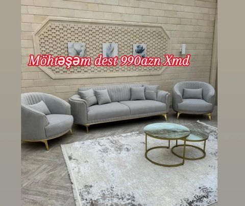 Möhtəşəm oturma dəsti – 990 AZN - Tərkib: 1 ədəd 3 nəfərlik divan + 2 — Bakı