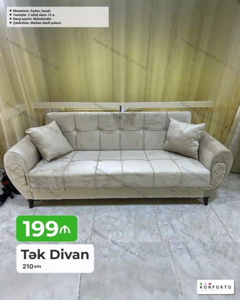 Tək divan – 210 sm - Açılan, bazalı mexanizm: asanlıqla yatağa — Bakı
