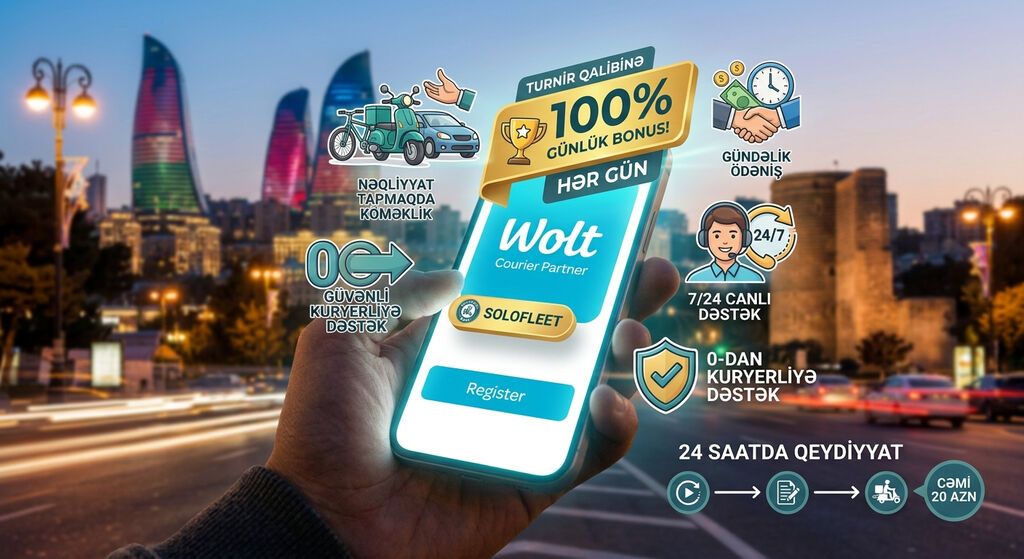 Moto-kuryer tələb olunur, Gündəlik ödəniş — İş, Bakı (2)