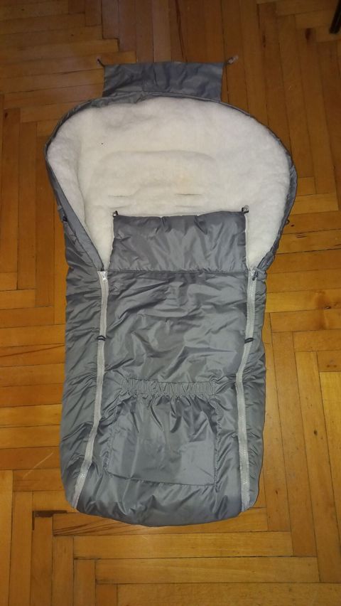Uşaq arabası üçün qış ayaq torbası (footmuff) - Rəng: boz (xarici — Bakı
