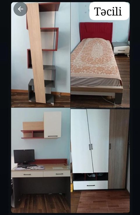 Oğlan və qız üçün, İşlənmiş, Təknəfərlik çarpayı, Yazı masası, Dolab — Bakı