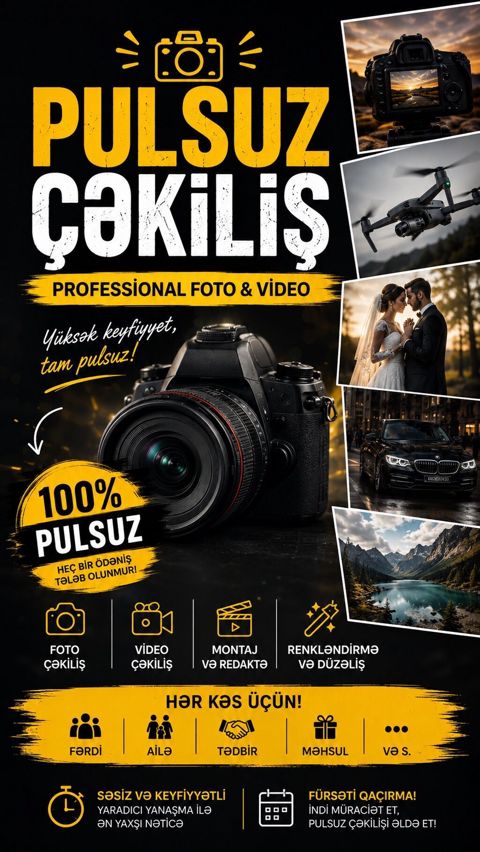 Fotoqraf, video operator, 26 yaş, 1-2 illik təcrübə, Dəyişən növbəli — Bakı
