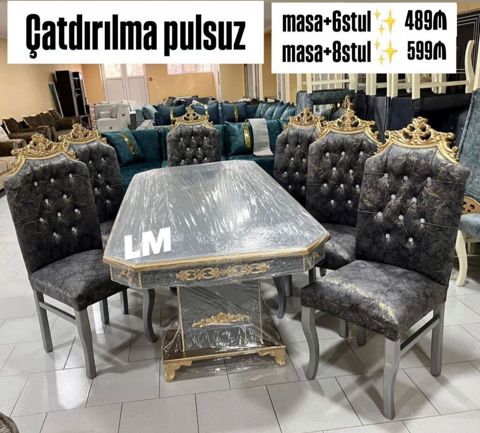 Klassik üslubda yemək dəsti - Dəst variantları: - Masa + 6 stul — Mehdiabad
