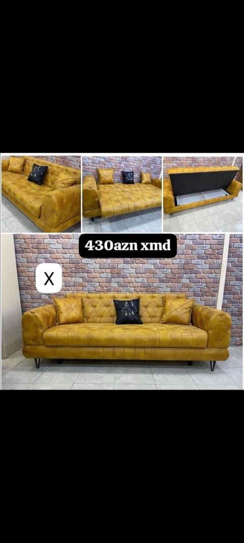 Məhsul: Sarı rəngli divan - Qiymət: 430 AZN (şəkildə göstərilib) — Bakı